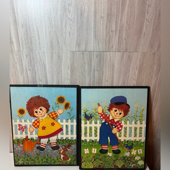 Raggedy Ann Other - Vintage Wooden Colorful Raggedy Ann And Andy Doll Garden Art Prints